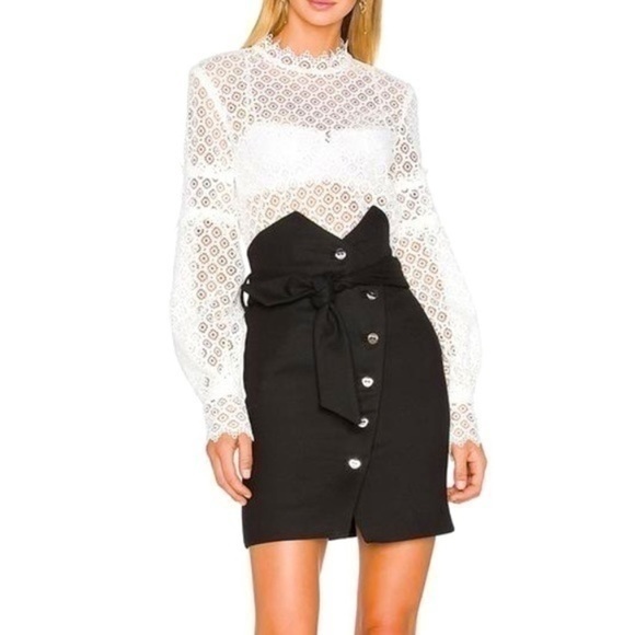 IRO Paris Black Gwlady Button Down Mod High Waisted Skirt size French 38 US M - Picture 2 of 12